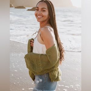 Three bird nest Brenden knit netted cardigan, one size, nwot